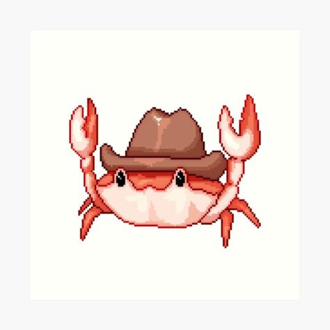 Pix Art, Art Forms, Animal Crossing, Crab, Pixel Art, Cross Stitch, Illustrations, Fine Art, Crochet