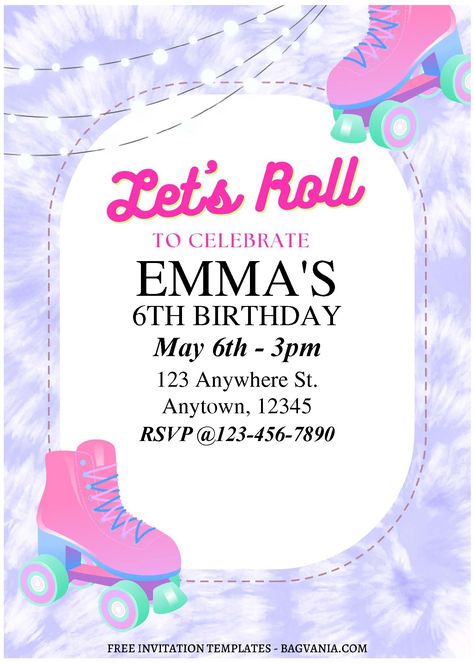 Download Now (Free Editable PDF) Retro Groovy Roller Skate Birthday Invitation Templates #free #freeinvitation2019 #birthday #disney #invitations #invitationtemplates Roller Skate Invitations, Roller Skating Party Invitations, Roller Skating Birthday Invitations, Roller Skate Birthday, Skate Birthday, Party Decoration Items, Roller Skating Party, Disney Invitations, Skate Party