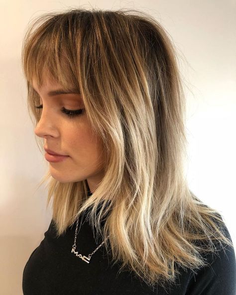 @reneegoldcoast_edwardsandco on Instagram: "Yesterday’s balayage & haircut magic on @melaniejanemua ❤️✨ The perfect balance of colour with choppy bangs. We colour corrected artificial…" Balayage With Fringe, Choppy Fringe, Balayage Haircut, Brown To Blonde Balayage, Blonde Bangs, Choppy Bangs, Fall Hair Cuts, Brown Balayage, Fringe Hairstyles