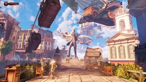 Bioshock Infinite: Columbia. Floating City. Bioshock Columbia, Columbia Bioshock, Steampunk Architecture, Will The Circle Be Unbroken, Bioshock Art, Bioshock Series, Columbia City, Bioshock Infinite, Floating City