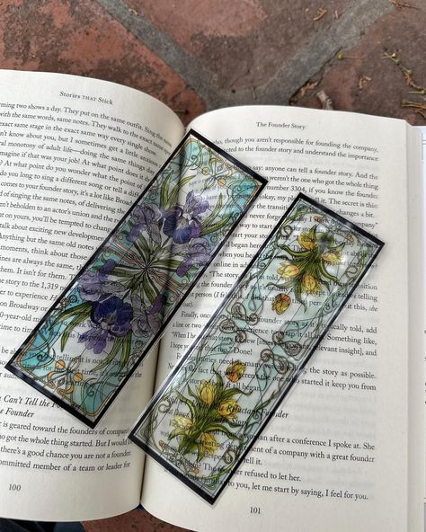 Stained Glass Bookmark, Glass Bookmark, Library Bookmarks, Spring Florals, Favorite Flower, Art Nouveau Design, Faux Stained Glass, Art Nouveau Style, Stained Glass Art