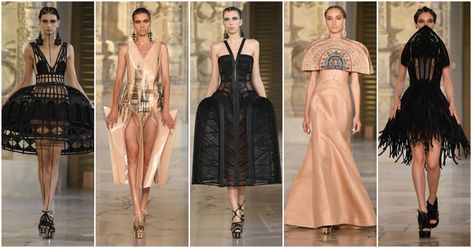 Gothic Architecture Meets High Fashion in Guo Pei’s Gravity-Defying Dresses Gothic Architecture Inspired Fashion, Cathedral Inspired Fashion, Gothic Architecture Fashion, Architecture Inspired Fashion, History Costumes, Architecture Gothic, Fashion Architecture, Gothic Dresses, Guo Pei