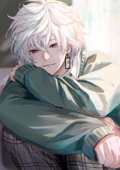 White Hair Boy Oc, Anime Guy White Hair, Murakumo Kagetsu, White Haired Anime Guy, Unique Oc, White Hair Dark Skin, Goddess Oc, Anime White Hair Boy, Guys With White Hair