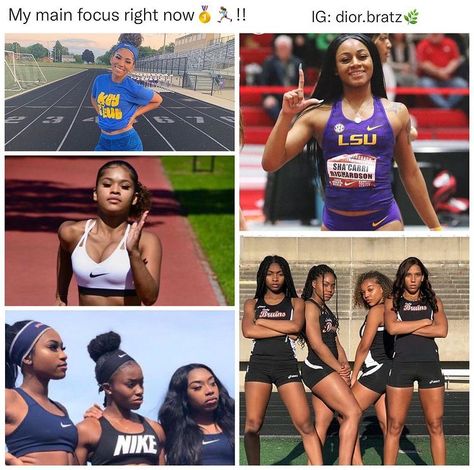 Track Hairstyles Sports Running Black, Trackstar Aesthetic, Track Star Aesthetic, Aesthetic Track Pictures, Track Meet Outfit, Track Girls Black, Track Hairstyles Black, Track And Field Aesthetic Girl, Track Body Goals