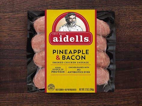 Our Chicken Products with All-Natural Ingredients | Aidells Pineapple Bacon Sausage, Aidells Chicken Sausage, Sausage Pineapple, Sausage Appetizers, Chicken Sausage Recipes, Pineapple Pork, Mango Chicken, Pork Bacon, Bacon Sausage