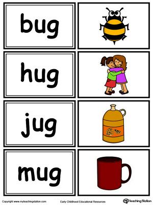 **FREE**Word Sort Game:  UG Words in Color. Use these printable matching words game to create a fun learning environment your child will love.  These can be used in a game of concentration, or for single player file folder games. Ug Family Words, Ug Word Family, Printable Word Games, Cvc Word Games, Word Families Printables, Color Worksheet, Family Words, Word Games For Kids, Ending Sounds