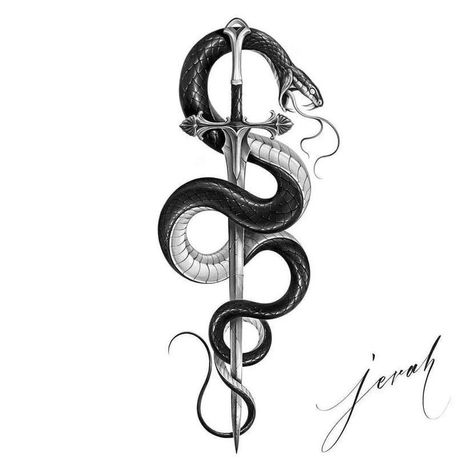 Snake With Knife Tattoo Design, Snake Tattoo With Knife, Knife And Snake Tattoo, Snake And Dagger Tattoo Design, Man's Tattoo, Snake Tattoo Leg, Achilles Tattoo, Snake And Dagger Tattoo, Christian Sleeve Tattoo