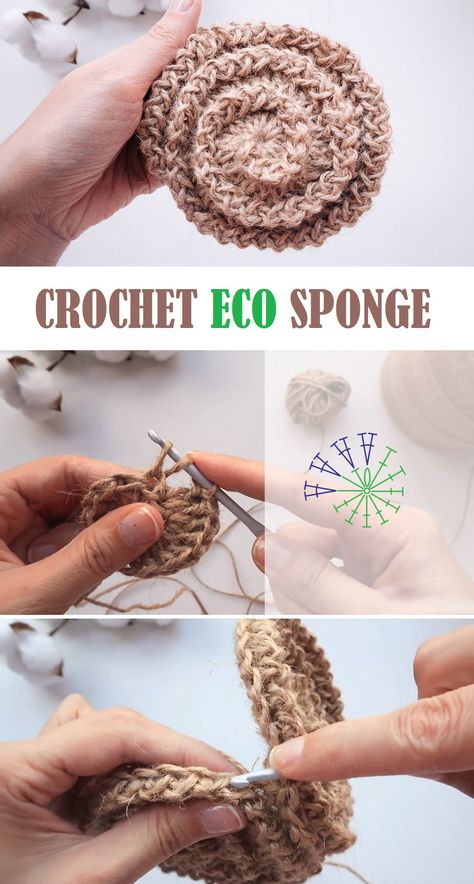 Crochet Eco Friendly, Sustainable Crochet Projects, Crochet Home Items, Crochet Sustainable, Crochet Sponge, Eco Sponge, Bathroom Crochet, Scrubbies Crochet Pattern, Sustainable Diy