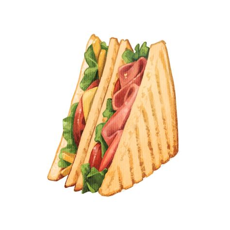 Food Drawing Sandwich, Club Sandwich Drawing, Cute Sandwich Drawing, Sandwich Drawing Simple, Plat Drawing, Sandwiches Illustration, Sandwich Illustration, Sandwich Drawing, Sandwich Art