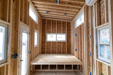 Stage 3 Tiny House Shells by Liberation Tiny Homes 002 Oak Butcher Block Countertops, Farmhouse Bathroom Sink, Board And Batten Exterior, Bathroom Sink Storage, Tiny House Blog, Plywood Interior, Lancaster County Pa, Home Financing, Led Recessed Lighting