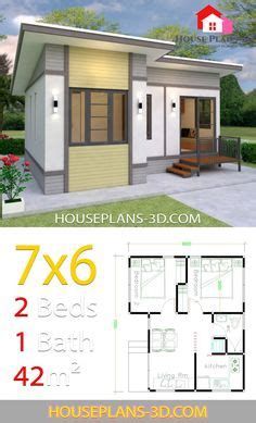 Two Bedroom House Plans, House Plans 3d, Gable Roof House, One Bedroom House Plans, Flat Roof House, Two Bedroom House, Diy House Plans, Beach House Plans, Deco Studio