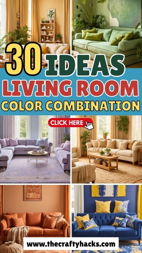 Transform your space with our 30 Living Room Color Combination ideas. Discover the perfect palette to create a stylish and inviting atmosphere in your home. From bold contrasts to subtle harmonies, these color combinations enhance your decor and reflect your personal style. Ideal for any taste, our curated selections feature modern, classic, and eclectic options. Refresh your living room with these inspiring color schemes today! Colour Combo For Living Room, Living Room And Dining Room Color Scheme, Color Schemes For Home Office, Living Room Colours Ideas, Modern Living Room Decor Color Schemes, Colour In Living Room, Gold Couch Living Room Color Palettes, 3 Colors That Go Together, Living Room Inspiration Color Schemes