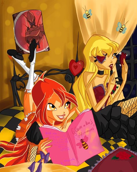 Preparing to the halloween by Katlin-Kloss on deviantART Bloom And Stella Winx Club, Winx Club Bloom And Stella, Bloom And Stella, Stella Winx Club, Bloom Stella, Winx Club Bloom, Stella Winx, Link Halloween, Goth Princess