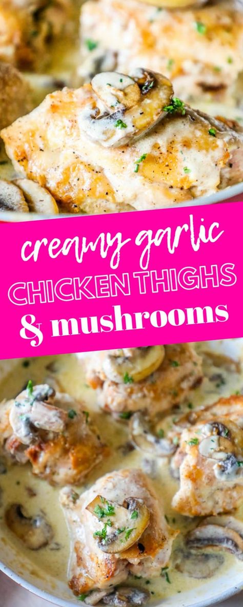 Creamy Garlic Chicken Thighs, Chicken Thighs And Mushrooms, Low Carb Dinner Chicken, Garlic Chicken Thighs, Easy Baked Pork Chops, Baked Ranch Chicken, Crockpot Chicken Thighs, Chicken Wing Recipes Baked, Lobster Recipes Tail