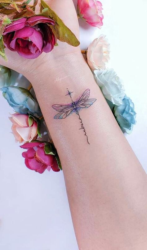 Pin on Tats Dragonfly Wrist Tattoo Ideas, Dragonfly Tattoo Designs For Women, Dragonfly Wrist Tattoo, Dragonfly Tatoos, Dragonfly Tattoo Ideas, Dragonfly Tattoos, Small Dragonfly Tattoo, Dragonfly Tattoo Design, Cross Tattoos For Women