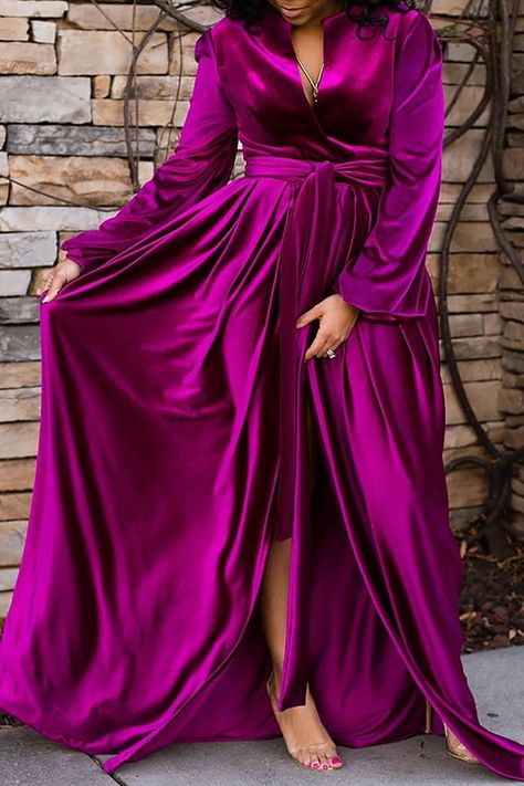 Xpluswear Plus Size Semi Formal, Semi Formal Dresses Black, Magenta Velvet, Maxi Dress With Belt, Magenta Dress, Flora Dress, Plus Size Formal, Semi Formal Dress, Silk Dress Long