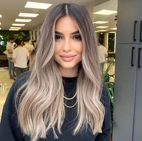 Sombre Blond, Balayage Hair Brunette Long, Ash Blonde Hair Balayage, Black Hair Balayage, Ash Blonde Balayage, Ombre Hair Blonde, Cool Blonde Hair, Dyed Blonde Hair, Dark Roots Blonde Hair