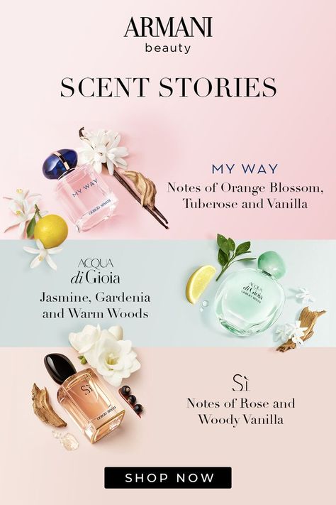 Discover My Way, Acqua di Gioia, and Si fragrances by Giorgio Armani. My Way Perfume, Armani Fragrance, Fragrance Ad, Fragrance Photography, Armani Si, Giorgio Armani Beauty, Perfume Recipes, Sophisticated Women, Fragrances Perfume Woman