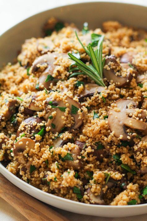 Cremini Mushroom Recipes, Mushrooms Thanksgiving, Mediterranean Board, Herb Couscous, Wholefoods Recipes, Thanksgiving Recipes Side Dishes Veggies, Thanksgiving Food Sides, Light Food, Thanksgiving Side Dish