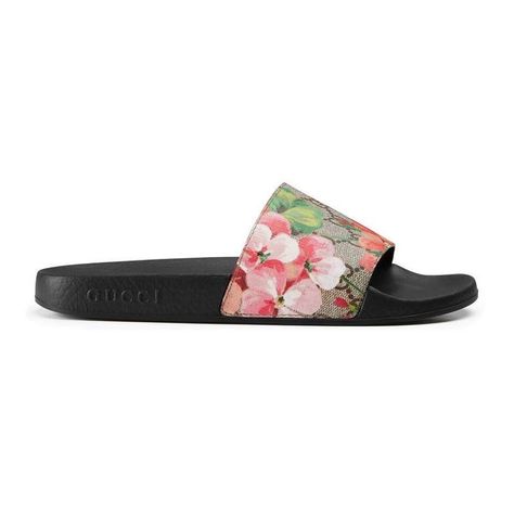 GG Blooms Supreme slide sandal Design Slide, Gucci Slides, Slides For Women, Designer Slippers, Floral Canvas, Womens Slides, Designer Sandals, Beach Shoes, New Classic