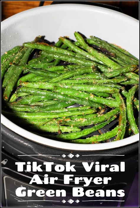 This green bean recipe from TikTok has gone viral for good reason! It's a simple and easy way to make a family friendly side dish that goes with just about any meal. Air Fryer Green Beans, Air Fried Green Beans, Crispy Green Beans, Cooking Fresh Green Beans, Parmesan Green Beans, Fried Green Beans, Roasted Green Beans, Air Fryer Dinner Recipes, Air Fryer Healthy