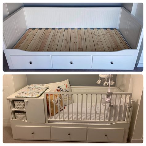 Hemnes Day Bed Nursery, Baby Room With Daybed, Ikea Hemnes Divan, Nursery With Daybed And Crib, Ikea Divan, Ikea Baby Bed, Hemnes Divan, Ikea Hemnes Bed, Ikea Daybed