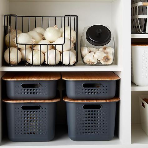 Chopping Onions, Home Pantry, Kitchen Pantry Organization, Onion Storage, Potato Storage, Laundry Room Storage Shelves, Stacking Bins, Pantry Baskets, Pantry Bin