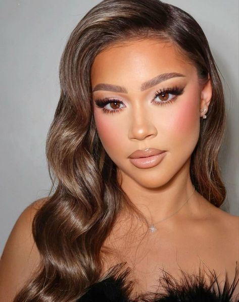 Wedding Guest Makeup Orange Dress, Soft Glam Hairstyles, Glam Makeup Pale Skin, Hazel Brown Eyes Makeup, Soft Glam Vs Full Glam Makeup, Bridesmaid Glam Makeup, Makeup Looks Tan Skin, Soft Glam Asian Makeup, Tan Asian Makeup