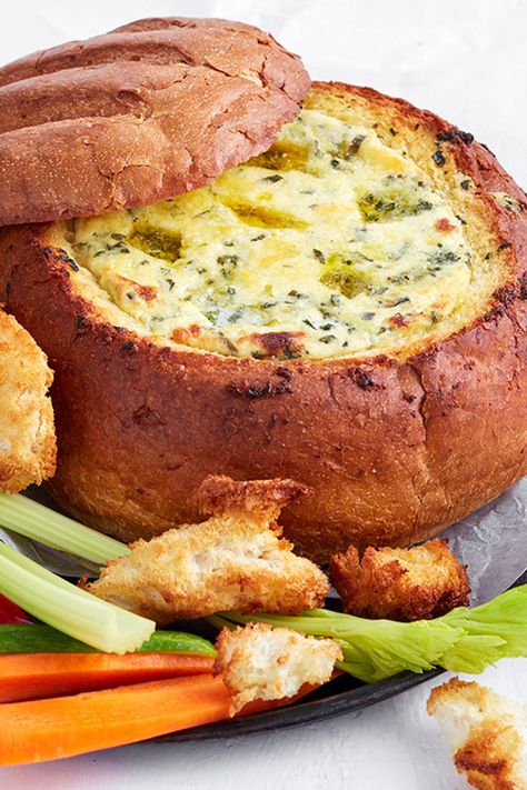 #RecipeoftheDay: It's all the flavours of garlic bread stuffed inside a cob! Cobb Loaf, Cob Loaf Dip, Cob Loaf, Delicious Dips, Pies Maker, Cheesy Garlic Bread, Bread Bowl, Loaf Recipes, Yummy Dips