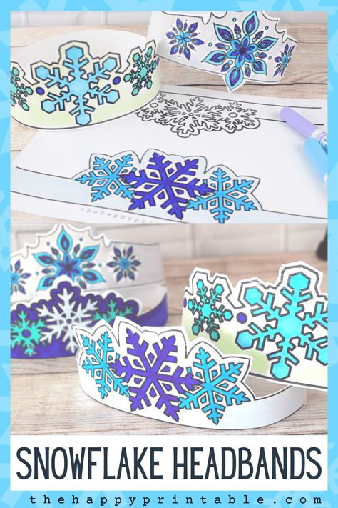 Printable Snowflake Headbands to Color | The Happy Printable Frozen Craft Ideas, Frozen Activities For Kids Preschool, Winter Themed Crafts For Preschoolers, Printable Winter Crafts For Kids, Frozen Crafts For Toddlers, Frozen Themed Crafts, Frozen Crafts For Preschoolers, Frozen Snowflakes Printable, Snowflake Craft Preschool