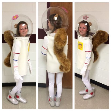 Character Day, Spirit Week, Sandy Cheeks Costume, DIY, Sewing, Spongebob Squarepants, Halloween Sandy Cheeks Costume, Character Day Spirit Week, Carnaval Make-up, Spongebob Costume, Diy Fantasia, Character Day, Meme Costume, Kostuum Halloween, Sandy Cheeks