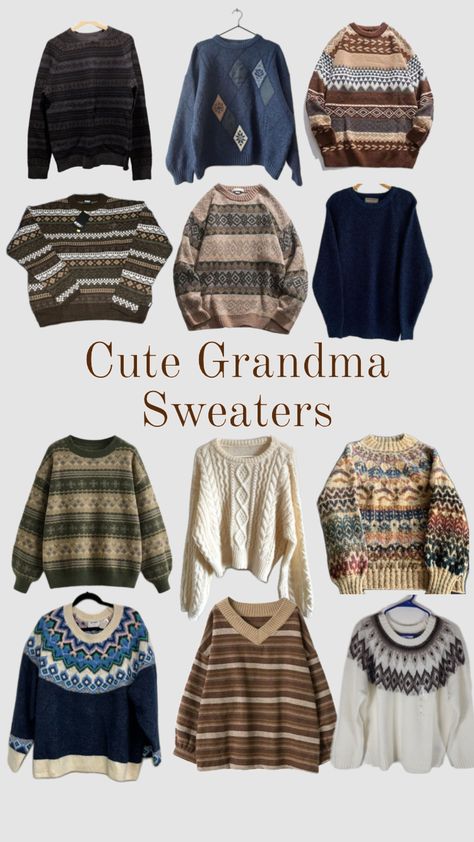 #grandmacore #sweater #fall #fallasthetic #grandma #grandmasweater Grandmacore Fashion, Grandmacore Aesthetic, Grandma Core, Grandma Sweater, Knitted Sweaters, Knitting, Pants, Clothes, Trousers