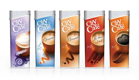 CITY CAFE (Redesigned) on Packaging of the World - Creative Package Design Gallery Coffee Sachet Design, Bold Packaging, Coffee Sachet, City Cafe, Coffee Poster Design, Orange Mug, Nescafe Coffee, Coffee Sachets, Spices Packaging