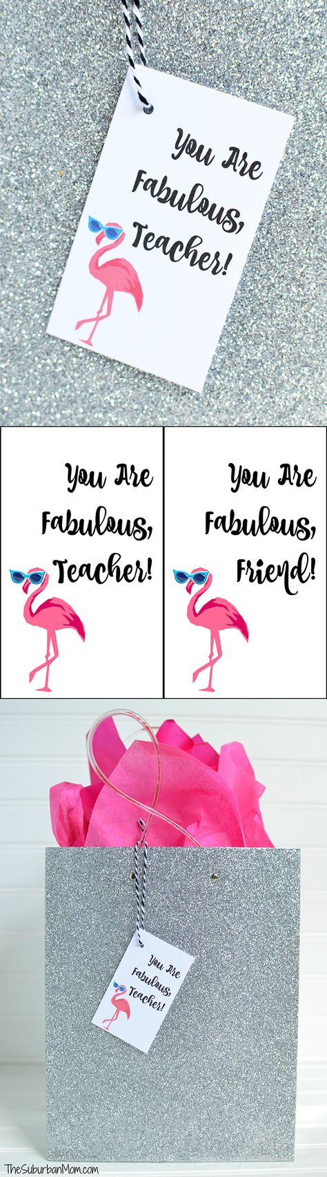 Thank a fabulous teacher or friend with a free flamingo printable gift tag. Adorable pink flamingo wearing sunglasses, perfect for an end of the year gift or birthday present. Sister Gifts Diy, Teacher Appreciation Diy, Mom Crafts, Suburban Mom, Sister Wedding Gift, Teacher Birthday Gifts, Moms Birthday, Appreciation Ideas, Wedding Gifts For Friends