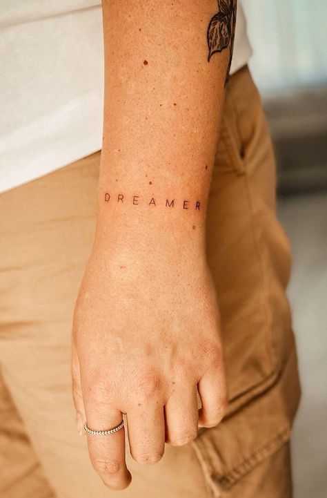 Dreamer Tattoo, Back Of Arm Tattoo, Unique Small Tattoo, Small Finger Tattoos, Fineline Tattoo, Cute Tiny Tattoos, Red Tattoos, Most Popular Tattoos, Minimalist Tattoos