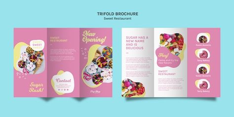 Brochure Food, Event Brochure, Food Web Design, Cupcake Logo, Brochure Design Layout, Brochure Mockup, Trifold Brochure Design, Candy Brands, Brochure Layout