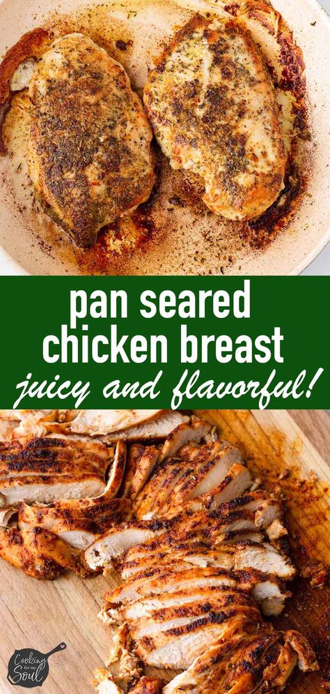 This Pan Seared Chicken Breast recipe always yields juicy and flavorful results. I show you all the tips and tricks you need to make the juiciest and most flavorful pan seared chicken breasts on the stove top. Chicken Breast Stove Top, Stove Top Chicken Breast Recipes, Pan Seared Chicken Breast Recipes, Pan Roasted Chicken Breast, Stove Top Chicken Breast, Stove Top Chicken, Pan Seared Chicken Breast, Chicken Receipes, Seared Chicken Breast