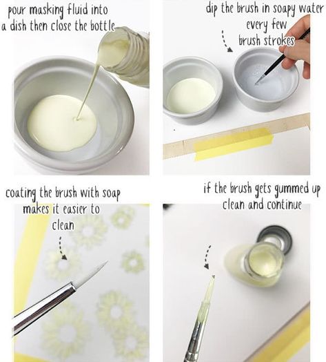 How To Use Masking Fluid, Masking Fluid Art, Masking Fluid Watercolor Ideas, Masking Fluid Watercolor, Watercolour Beginner, Watercolour Tips, Making Dough, Gouache Tutorial, Dyi Art