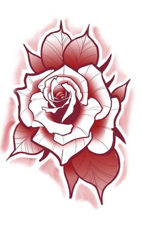 Neotrad Rose Tattoo Design, New School Rose Tattoo Design, Neotraditional Rose Tattoo Design, Neo Traditional Rose Tattoo Design, Tattoo Sketches Ideas Creative, Tattoo Practice Drawings, Rose Tattoo Stencil Outline, Neotraditional Rose Tattoo, Neotrad Rose