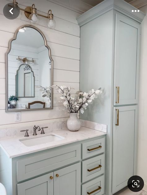 Light Blue Bathroom, Bathroom Redesign, Coastal Bathrooms, Hall Bathroom, Allen Roth, Bathroom Remodel Designs, Bathroom Inspiration Decor, Upstairs Bathrooms, Bathroom Redo