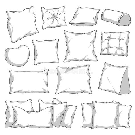 Pillow Drawing, Interior Design Renderings, Black And White Pillows, Interior Design Sketches, Digital Art Beginner, Background Drawing, Drawing Style, Cute Pillows, Ap Art