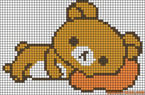 Rilakkuma Graph Rilakkuma Cross Stitch, Team Tutberidze, Square Drawing, Bear Kawaii, Cute Sleep, Fuse Bead Patterns, Pixel Art Templates, Perler Bead Templates, Diy Perler Bead Crafts