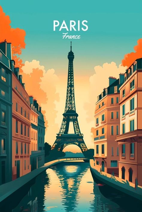 Vintage Paris Poster, Paris Postcard, Paris Travel Poster, Castle Coloring Page, Paris Illustration, Travel Poster Design, Tourism Poster, Paris Poster, Travel Globe