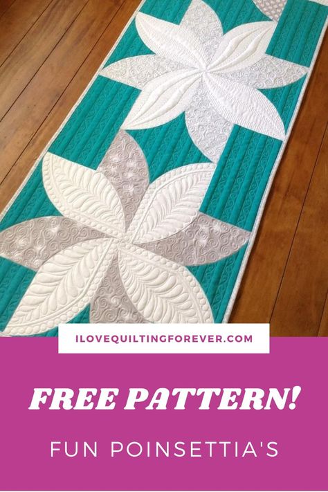 Free Quilt Pattern: Fun Poinsettia's Poinsettia Quilt, Christmas Table Runner Pattern, Free Quilt Tutorials, Sew Kind Of Wonderful, Foundation Paper Piecing Patterns, Christmas Quilt Patterns, Quilted Table Runners Patterns, Amazing Crafts, Scrappy Quilt Patterns