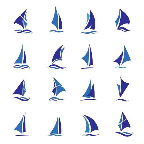 Sailing Boat Illustration, Sailing Logo, Boat Silhouette, Simple Boat, Boat Vector, Boat Illustration, Kindergarten Projects, Pearl Logo, Sailing Art