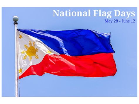 National Flag Days are observed from May 28 to June 12 to commemorate the first unfurling of the Philippine flag after the defeat of the Spanish forces in the battle of Alapan, Imus, Cavite by the Philippine Revolutionary Army. It was only formally presented to the public on June 12, 1898. Since president Fidel V. Ramos issued Executive Order No. 179, every Filipino is encouraged to display the Philippine flag in their homes, offices, establishments, schools, etc. throughout this period. Phillipines Flag Aesthetic, Watawat Ng Pilipinas, Pilipinas Art, Pilipinas Flag, Wikang Pambansa, Flag Of The Philippines, Batman Party Decorations, Philippine Culture, Rizal Park