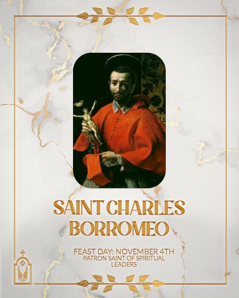 "If we wish to make any progress in the service of God we must begin every day of our life with new eagerness. We must keep ourselves in the presence of God as much as possible and have no other view or end in all our actions but the divine honor." St. Charles Borromeo, help us to remain eager in the Lord's presence so that we might serve Him well. #SaintoftheDay St Charles Borromeo, Saint Charles Borromeo, In The Presence Of God, The Presence Of God, Presence Of God, St Charles, Saint Charles, Days Of Our Lives, Patron Saints