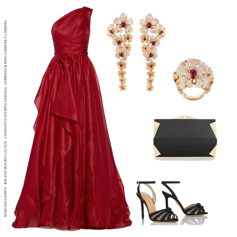 Red Dress Jewelry Ideas, Red And Gold Outfit, Hogwarts Outfits, Red Outfits, Dark Red Dresses, Red Dress Women, Office Outfits Women, Red Evening Dress, Red Dress Outfit