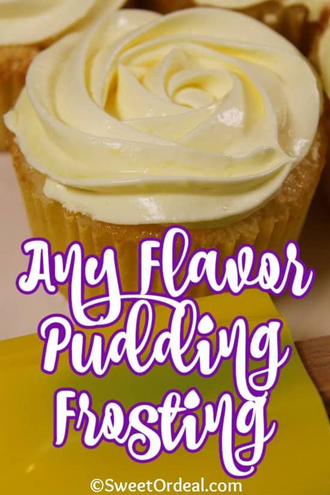 Pudding Cream Cheese Frosting, Pudding Frosting Recipe, Pudding Icing, Fluffy Frosting Recipes, Pudding Cake Mix, Easy Icing Recipe, Pudding Frosting, Instant Banana Pudding, Cookie And Cream Cupcakes