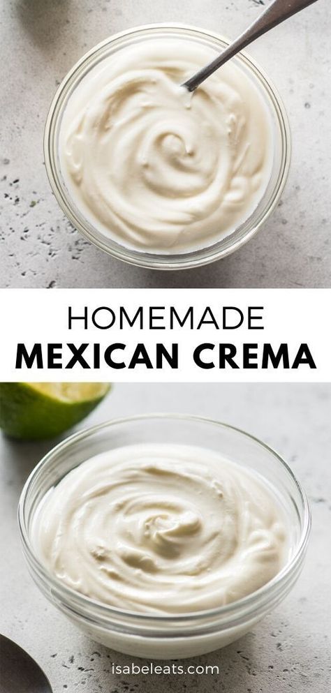 How To Make Crema, Crema Mexicana Recipe, Mexican Creme, Mexican Dessert Recipes Easy, Isabel Eats, Gourmet Tacos, Crema Recipe, Authentic Mexican Recipes, Mexican Crema